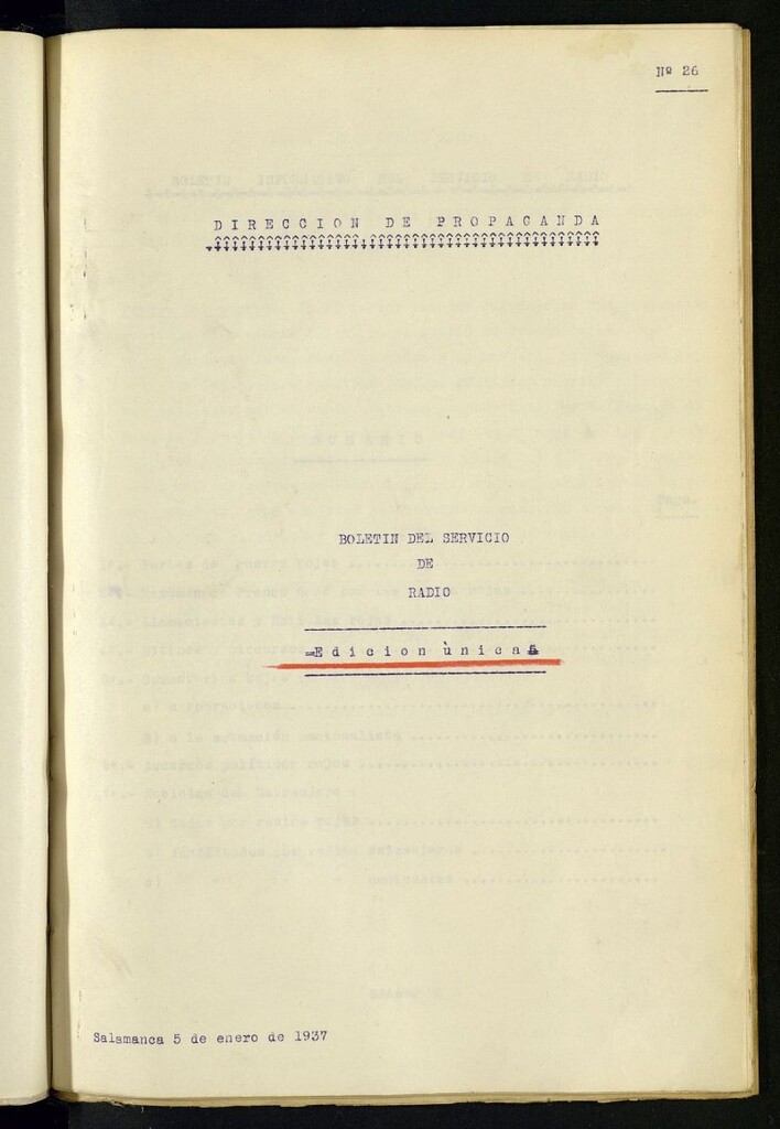 Miniatura de Boletín del Servicio de Radio del 5 de enero de 1937, nº 26