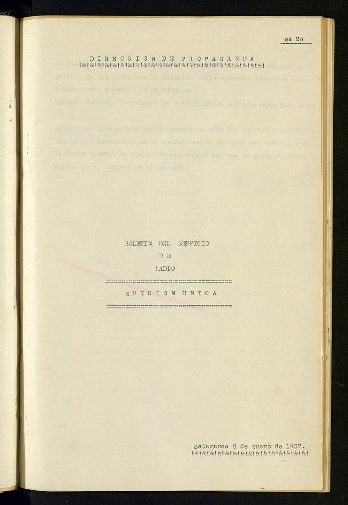 Miniatura de Boletín del Servicio de Radio del 8 de enero de 1937, nº 29