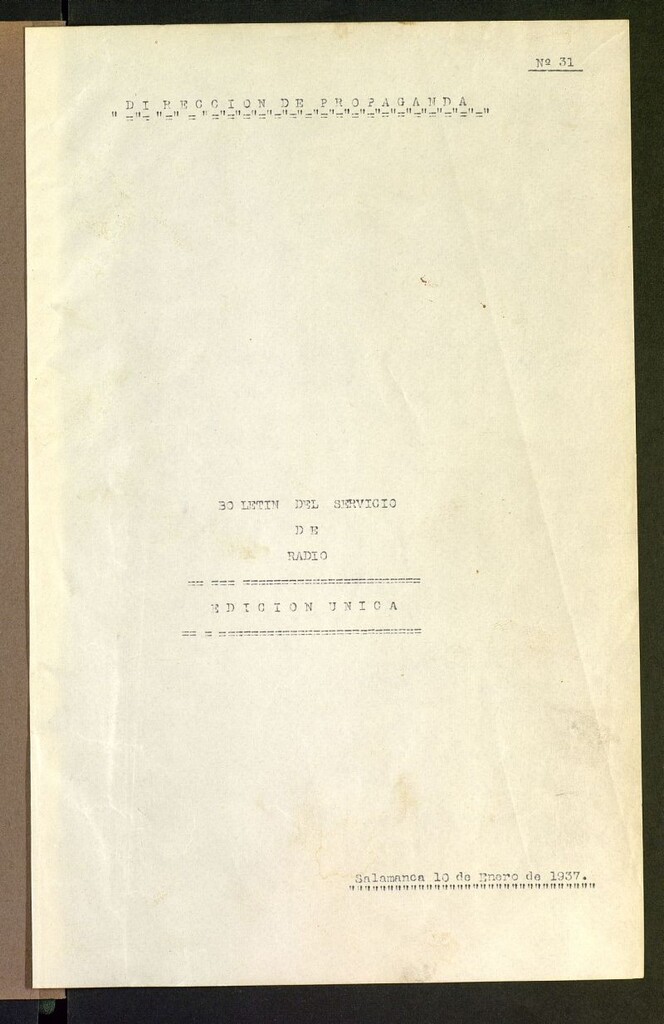 Miniatura de Boletín del Servicio de Radio del 10 de enero de 1937, nº 31