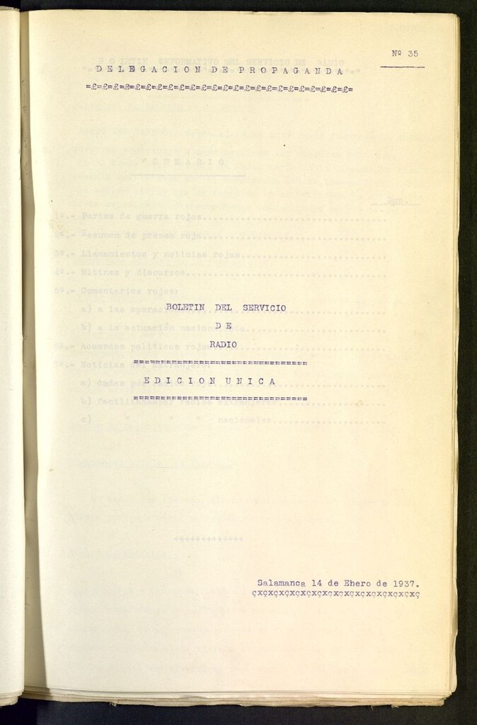Miniatura de Boletín del Servicio de Radio del 14 de enero de 1937, nº 35