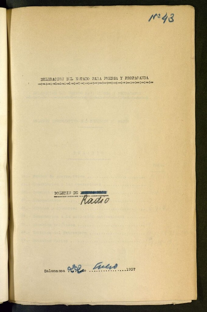 Miniatura de Boletín del Servicio de Radio del 22 de enero de 1937, nº 43