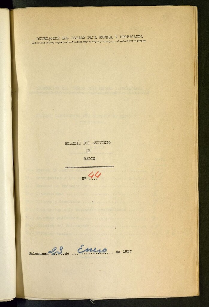 Miniatura de Boletín del Servicio de Radio del 23 de enero de 1937, nº 44