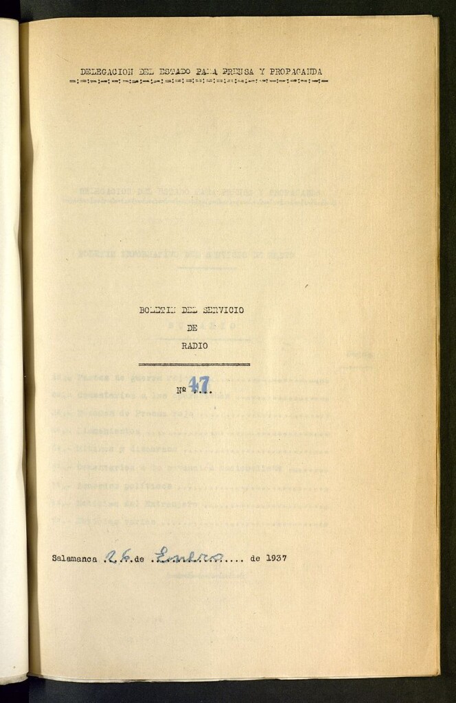 Miniatura de Boletín del Servicio de Radio del 26 de enero de 1937, nº 47