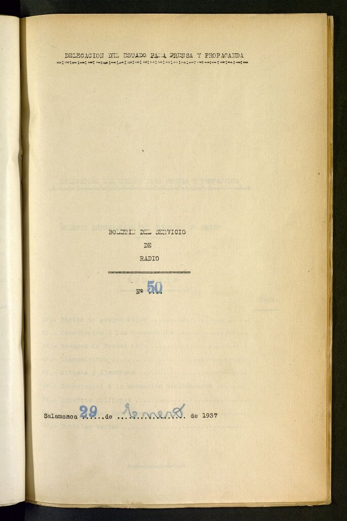 Miniatura de Boletín del Servicio de Radio del 29 de enero de 1937, nº 50