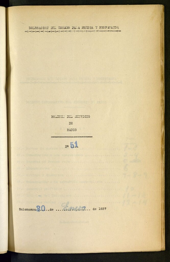 Miniatura de Boletín del Servicio de Radio del 30 de enero de 1937, nº 51