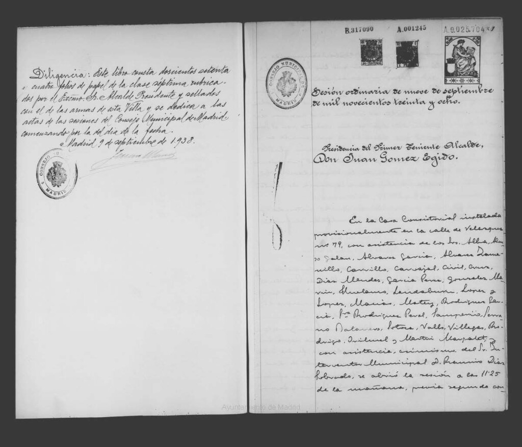 Miniatura de Actas de acuerdos del Ayuntamiento. Tomo 743 del año 1938 (9 septiembre a 18 noviembre)