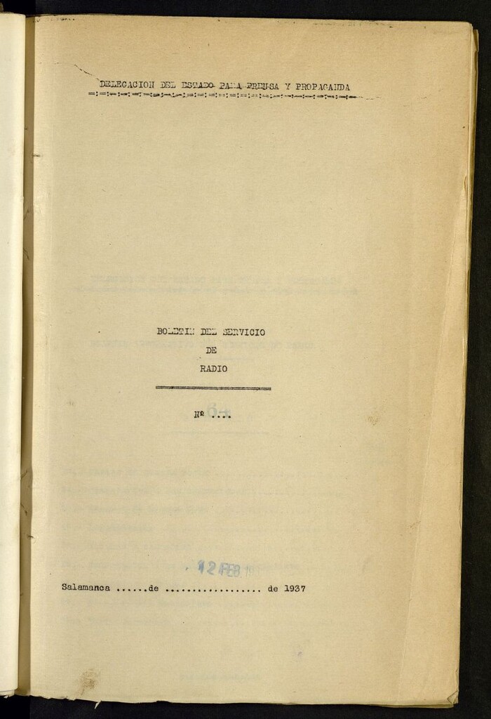 Miniatura de Boletín del Servicio de Radio del 12 de febrero de 1937, nº 64