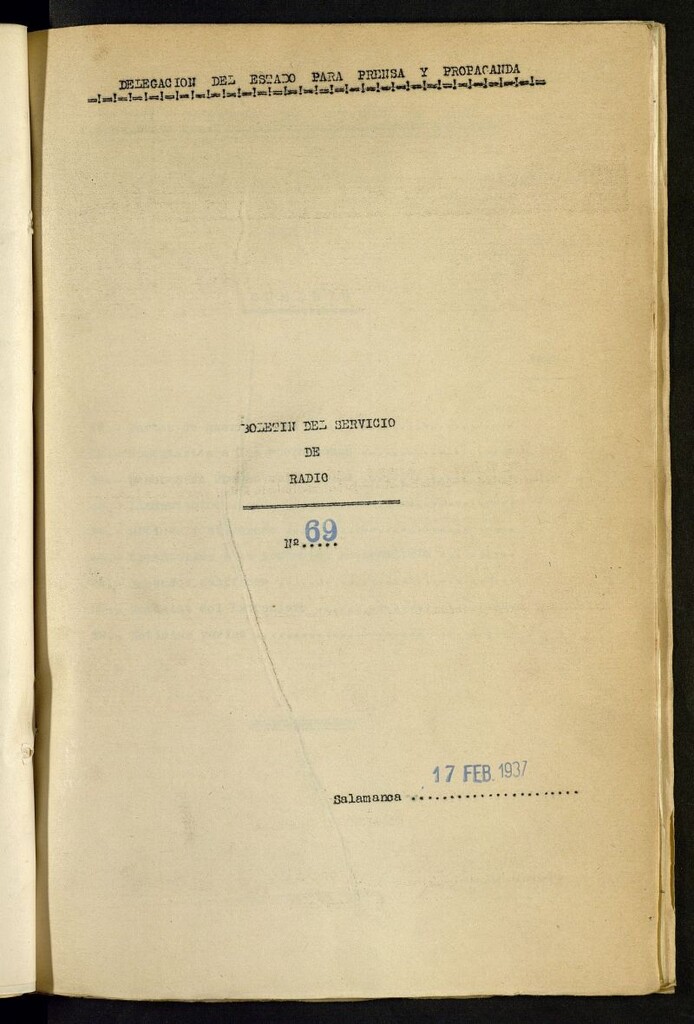 Miniatura de Boletín del Servicio de Radio del 17 de febrero de 1937, nº 69