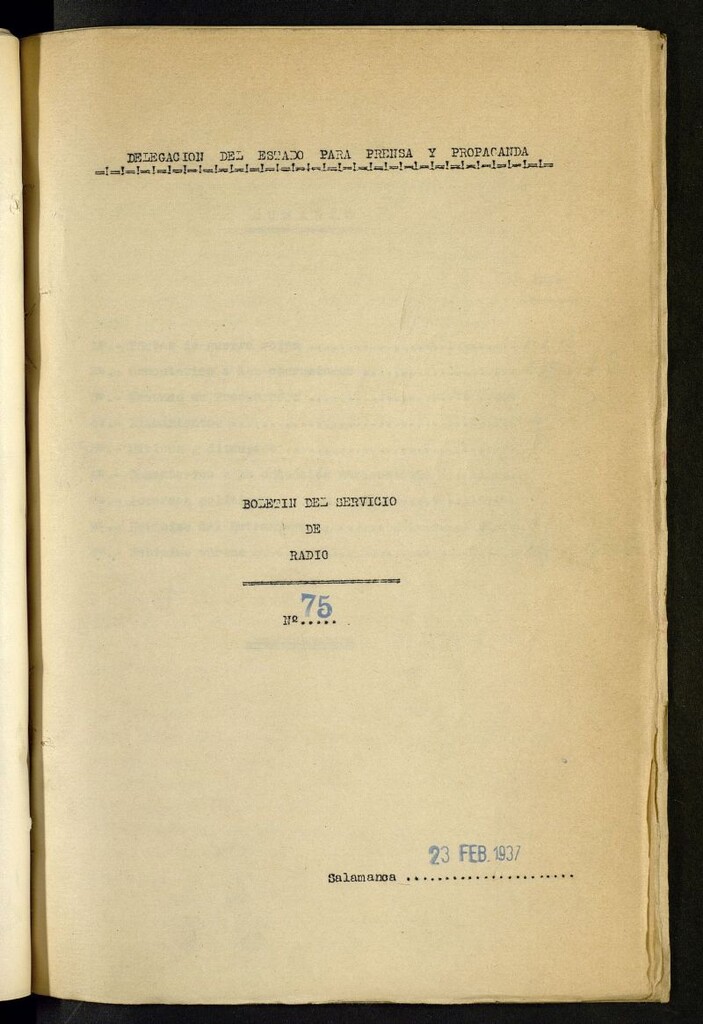 Miniatura de Boletín del Servicio de Radio del 23 de febrero de 1937, nº 75