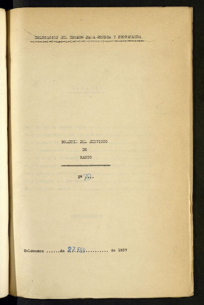 Miniatura de Boletín del Servicio de Radio del 27 de febrero de 1937, nº 79