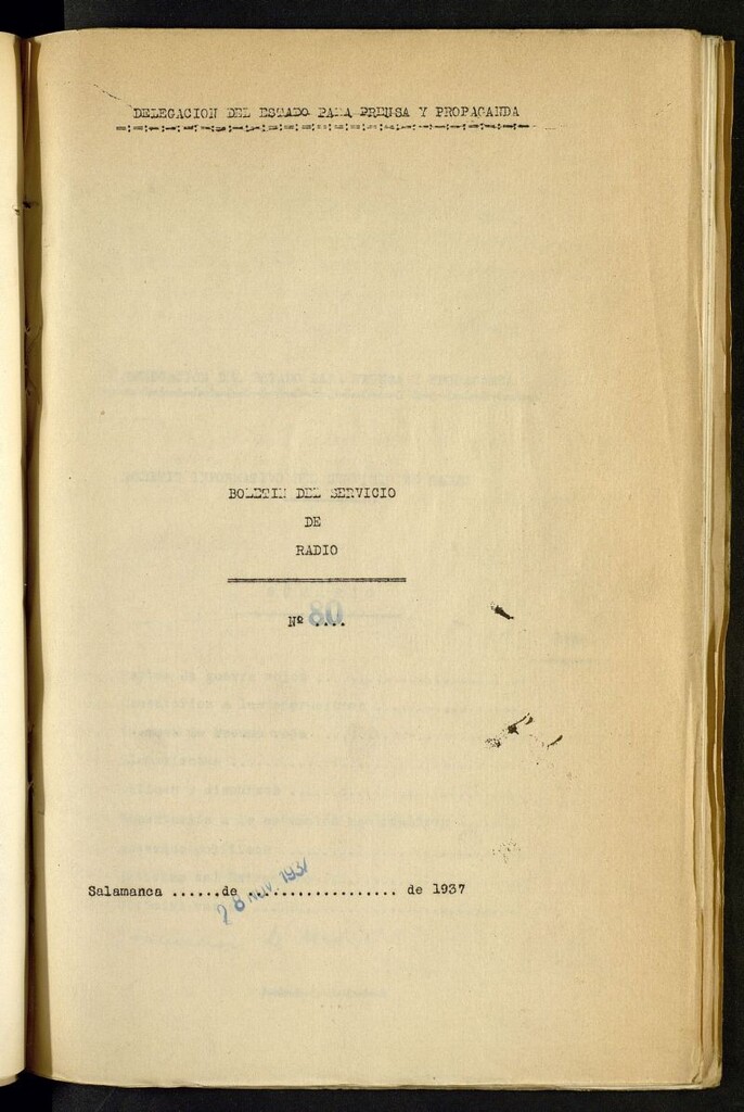 Miniatura de Boletín del Servicio de Radio del 28 de febrero de 1937, nº 80