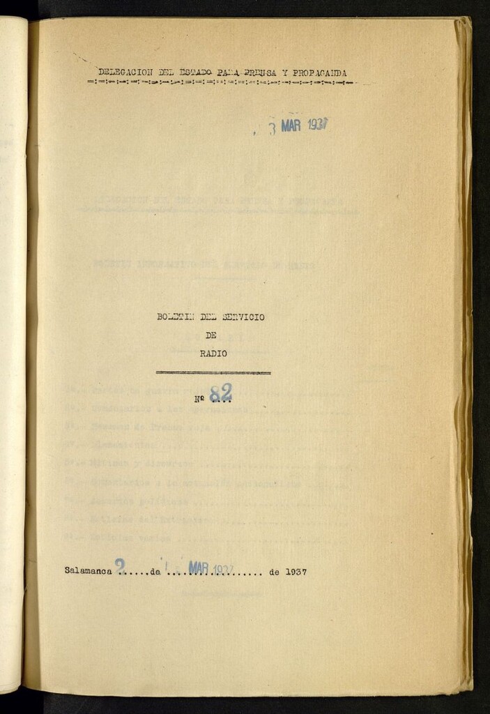 Miniatura de Boletín del Servicio de Radio del 2 de marzo de 1937, nº 82