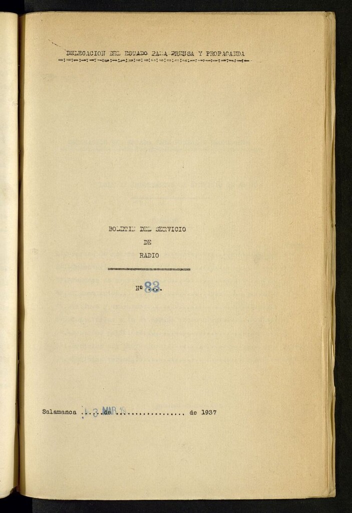 Miniatura de Boletín del Servicio de Radio del 3 de marzo de 1937, nº 83