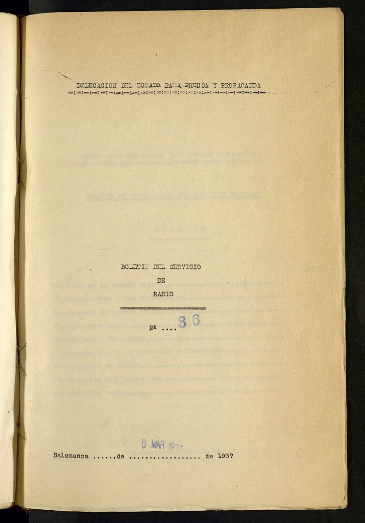 Miniatura de Boletín del Servicio de Radio del 6 de marzo de 1937, nº 86