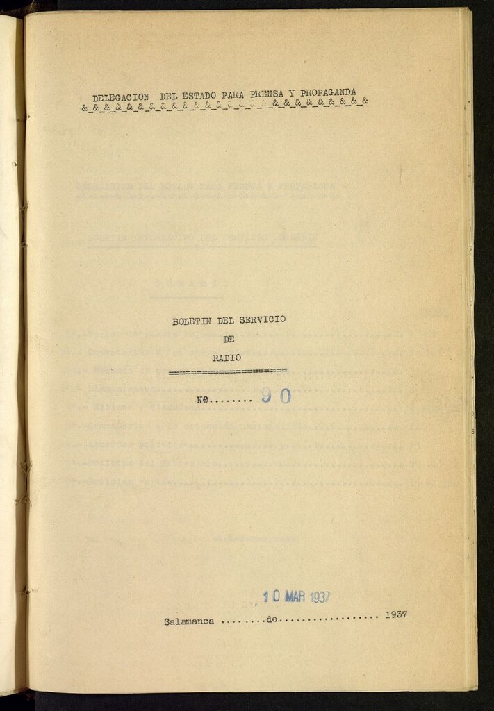 Miniatura de Boletín del Servicio de Radio del 10 de marzo de 1937, nº 90