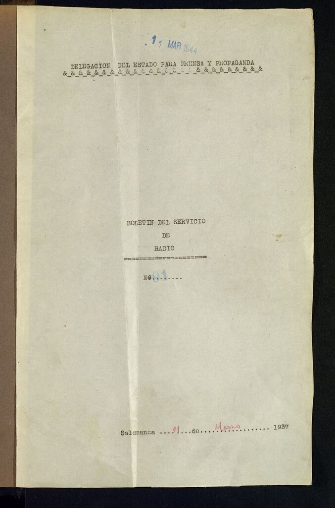 Miniatura de Boletín del Servicio de Radio del 11 de marzo de 1937, nº 91