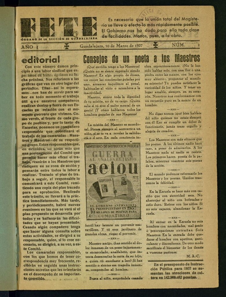 Miniatura de FETE : órgano de la sección de Guadalajara