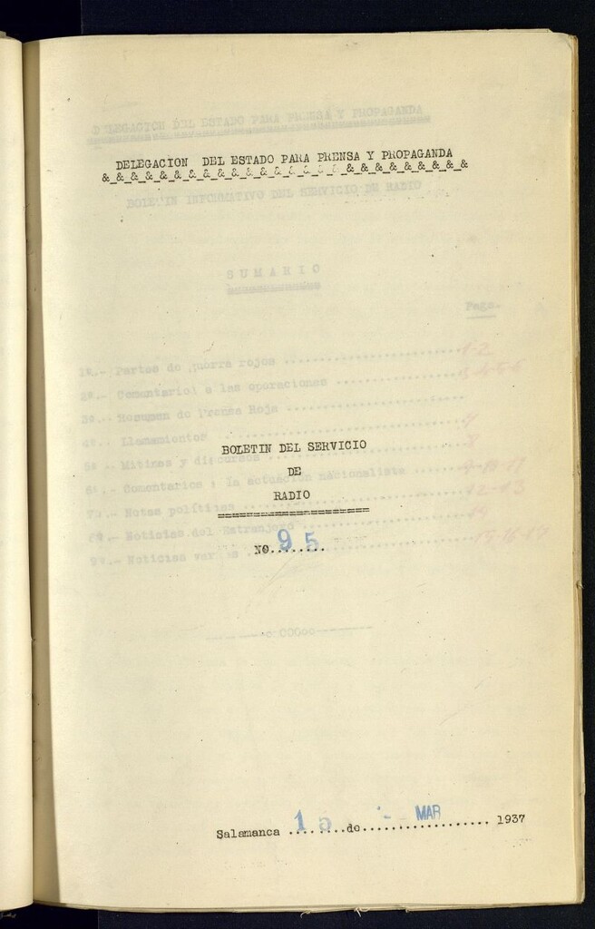 Miniatura de Boletín del Servicio de Radio del 15 de marzo de 1937, nº 95