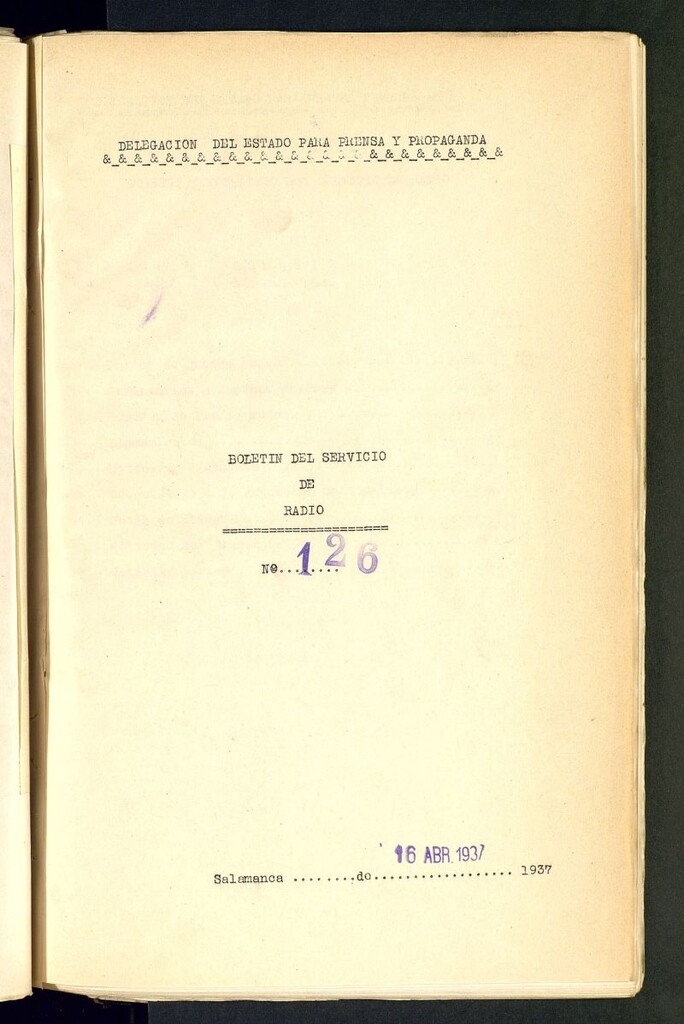 Miniatura de Boletín del Servicio de Radio del 16 de abril de 1937, nº 126