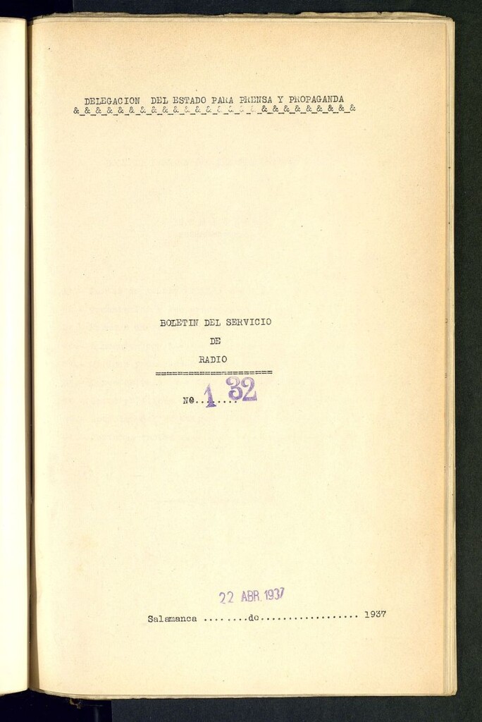 Miniatura de Boletín del Servicio de Radio del 22 de abril de 1937, nº 132