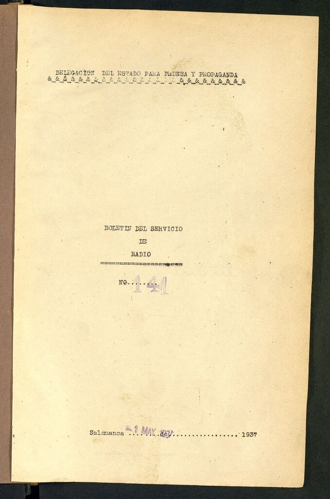 Miniatura de Boletín del Servicio de Radio del 1 de mayo de 1937, nº 141