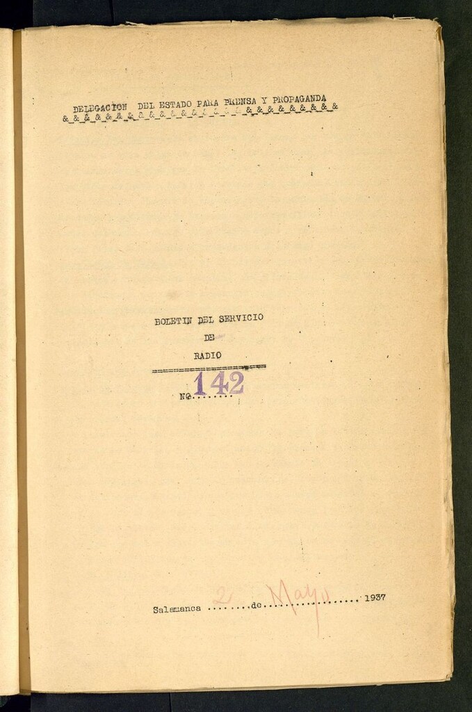 Miniatura de Boletín del Servicio de Radio del 2 de mayo de 1937, nº 142