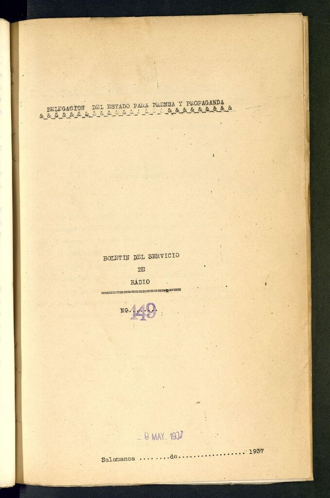 Miniatura de Boletín del Servicio de Radio del 9 de mayo de 1937, nº 149