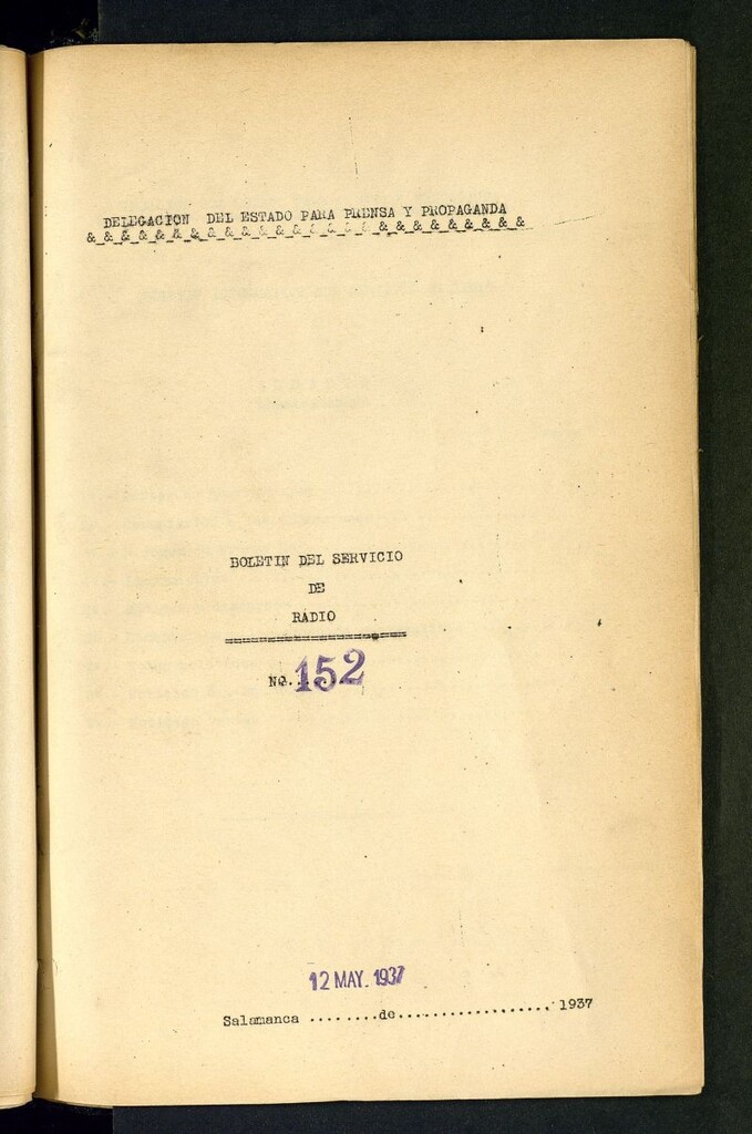 Miniatura de Boletín del Servicio de Radio del 12 de mayo de 1937, nº 152