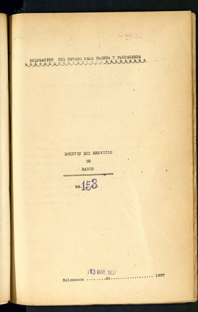 Miniatura de Boletín del Servicio de Radio del 13 de mayo de 1937, nº 153