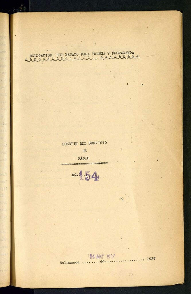 Miniatura de Boletín del Servicio de Radio del 14 de mayo de 1937, nº 154