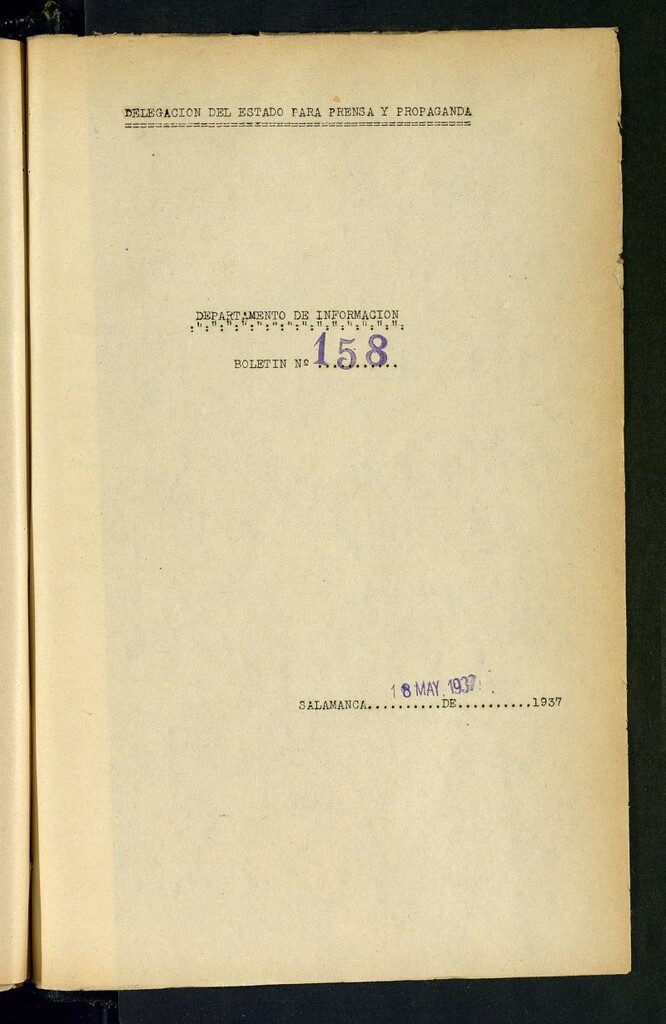 Miniatura de Boletín del Servicio de Radio del 18 de mayo de 1937, nº 158
