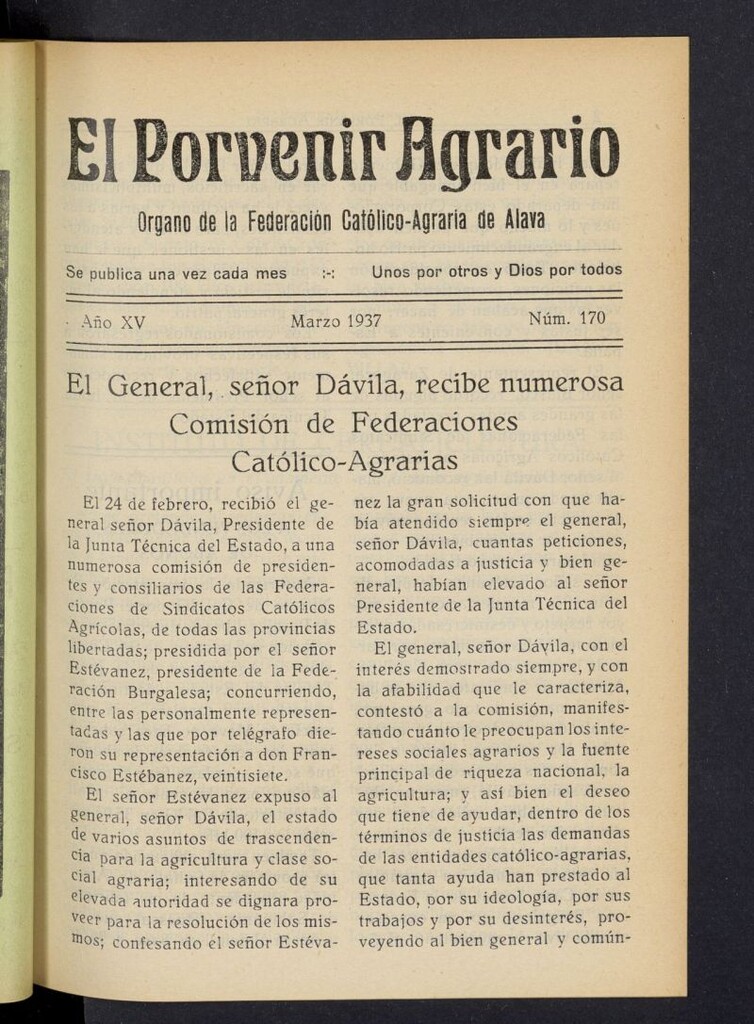 Miniatura de El porvenir agrario de marzo de 1937, nº 170