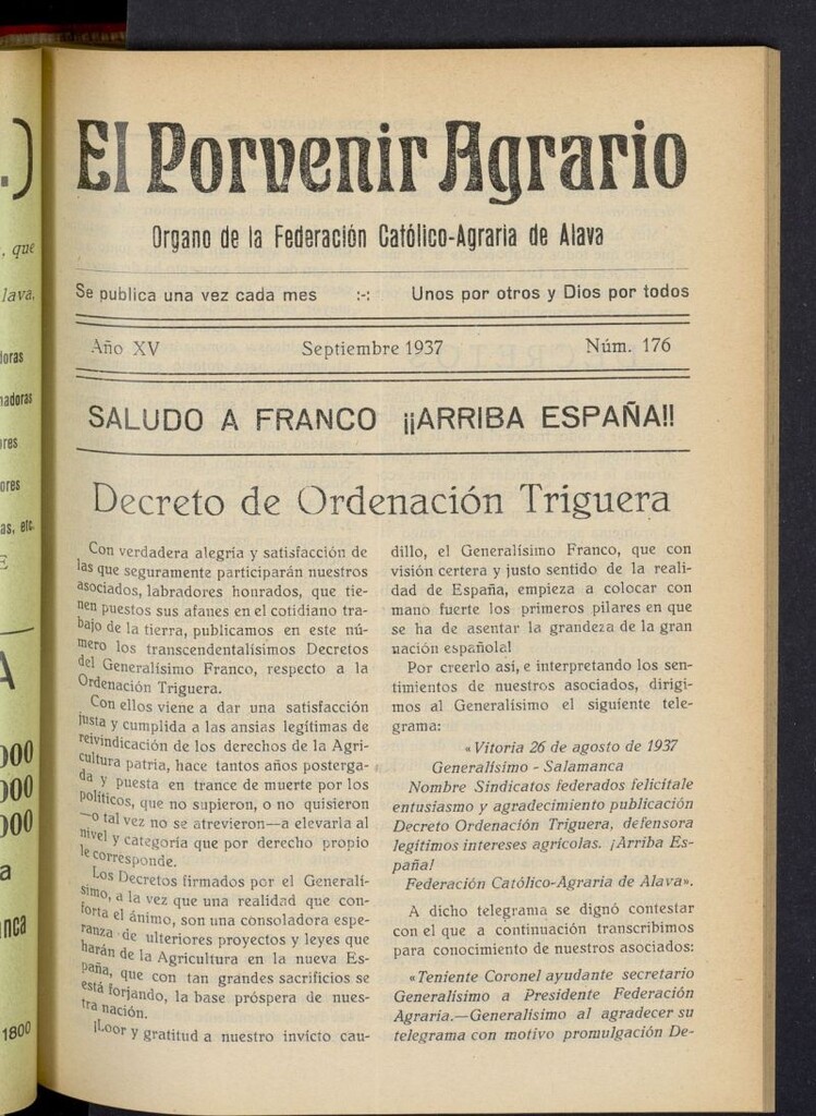 Miniatura de El porvenir agrario de septiembre de 1937, nº 176