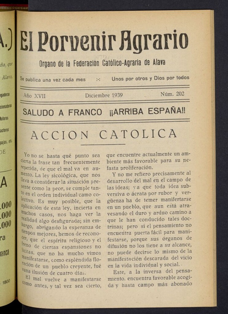 Miniatura de El porvenir agrario de diciembre de 1939, nº 202