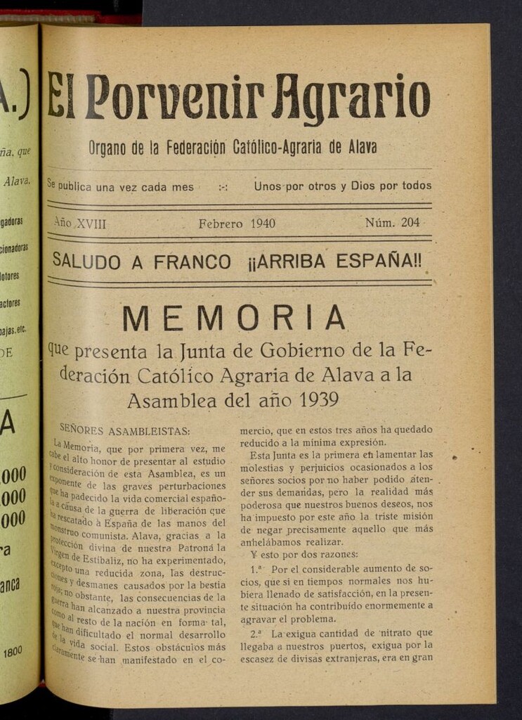 Miniatura de El porvenir agrario de febrero de 1940, nº 204