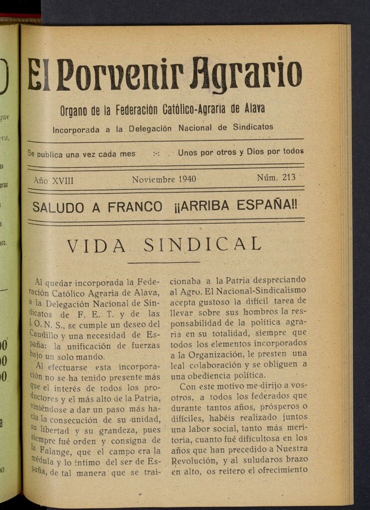 Miniatura de El porvenir agrario de noviembre de 1940, nº 213