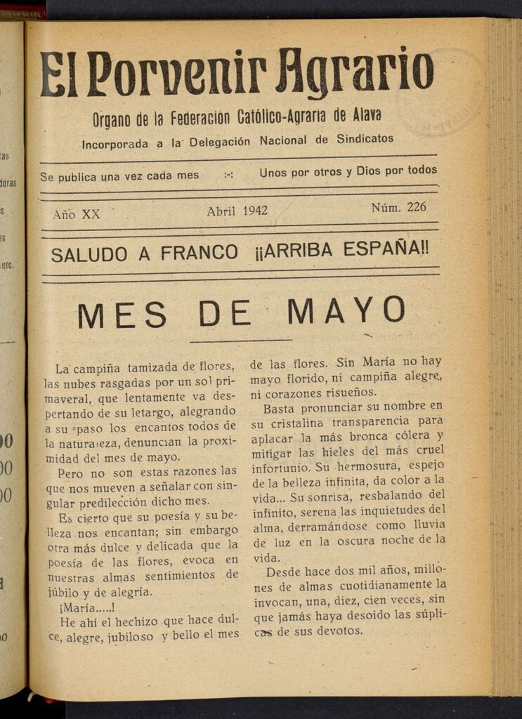 Miniatura de El porvenir agrario de abril de 1942, nº 226