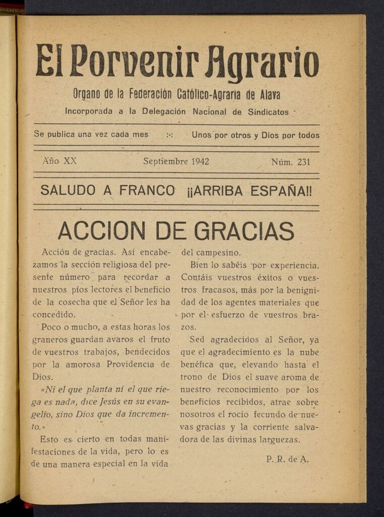 Miniatura de El porvenir agrario de septiembre de 1942, nº 231