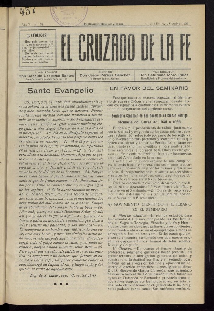 Miniatura de El Cruzado de la Fe de octubre de 1936, nº 58