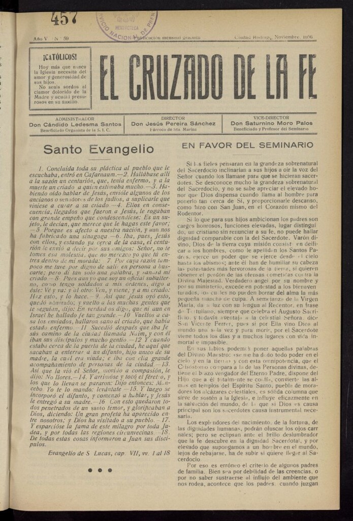 Miniatura de El Cruzado de la Fe de noviembre de 1936, nº 59