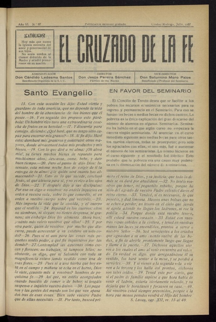 Miniatura de El Cruzado de la Fe de julio de 1937, nº 67