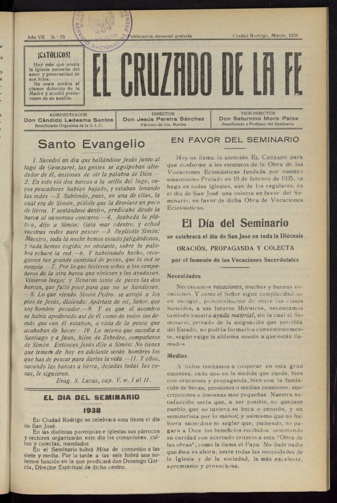 Miniatura de El Cruzado de la Fe de marzo de 1938, nº 75