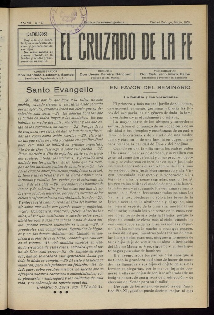 Miniatura de El Cruzado de la Fe de mayo de 1938, nº 77