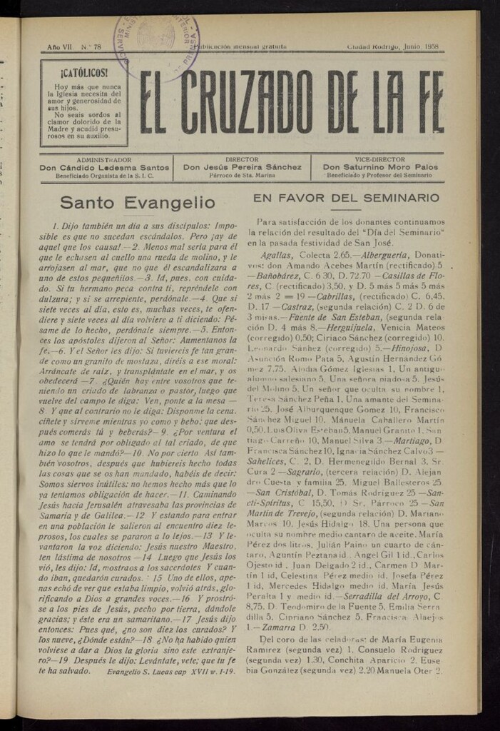 Miniatura de El Cruzado de la Fe de junio de 1938, nº 78