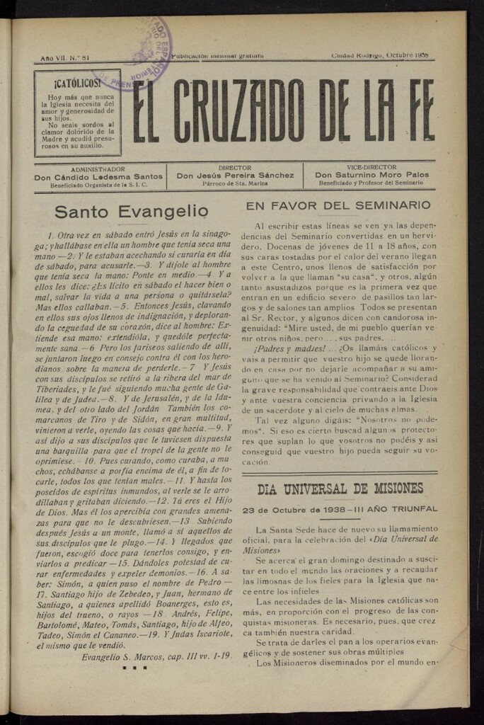 Miniatura de El Cruzado de la Fe de octubre de 1938, nº 81