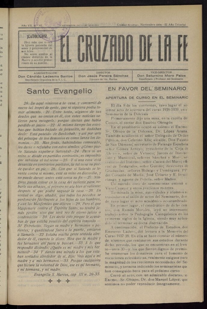 Miniatura de El Cruzado de la Fe de noviembre de 1938, nº 82
