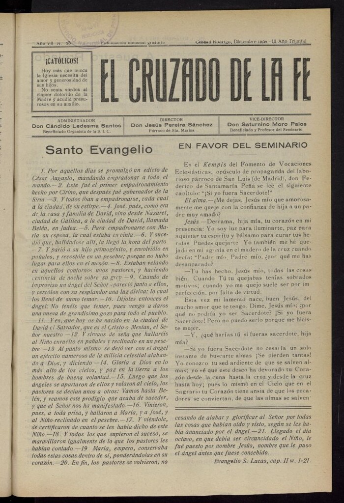 Miniatura de El Cruzado de la Fe de diciembre de 1938, nº 83