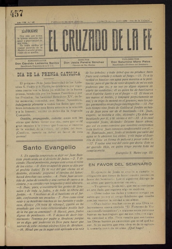 Miniatura de El Cruzado de la Fe de junio de 1939, nº 89
