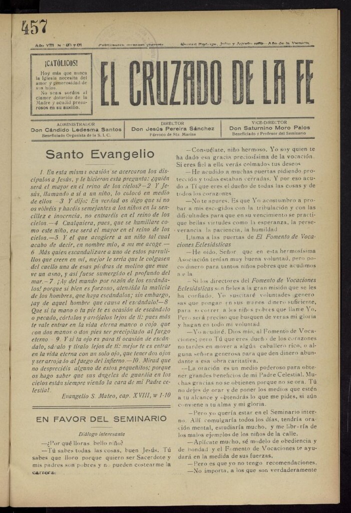 Miniatura de El Cruzado de la Fe de julio y agosto de 1939, nº 90-91