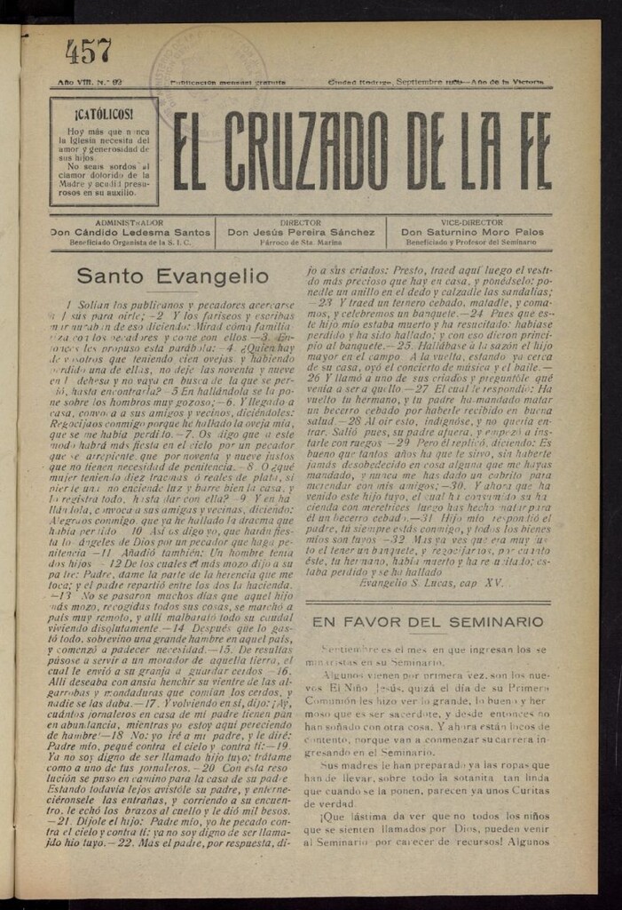 Miniatura de El Cruzado de la Fe de septiembre de 1939, nº 92